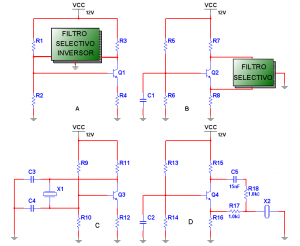 FIG.10 Circuitos oscilador a cristal y filtro cerámico