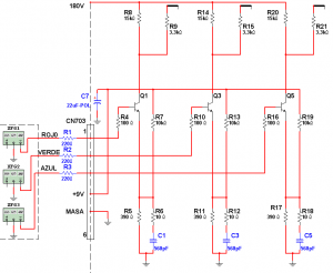 Fig.1 Circuito del Sony KV2170B sin control autom&aacute;tico de blanco