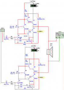Fig.8 Circuito de audio con Darlingtons