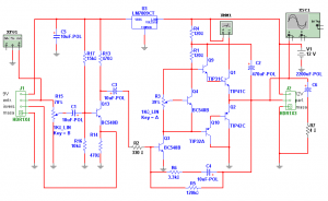 Fig.4 Circuito completo con inversor, control de volumen regulador y sin capacitor de salida