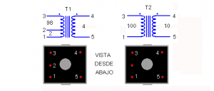 Fig.4 Resumen de la cantidad de espiras de las bobinas T1 y T2