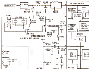 Fig.2 Segundo amplificador de color y l&iacute;nea de retardo de croma