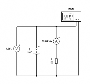Fig.9 Colocaci&oacute;n de un amper&iacute;metro y un volt&iacute;metro