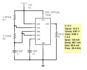 Fig.9. Predisposici&oacute;n del astable en 40 KHz