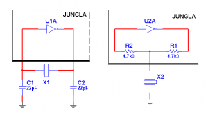 Fig.1 Oscilador por filtro cer&aacute;mico de 32FH a dos y a una pata