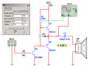 Fig.5 Circuito con la distorsi&oacute;n por cruce corregida con una pila