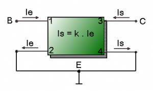 Fig.2 Cuadripolo transistor en emisor com&uacute;n 