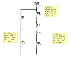 Fig.4 Variaci&oacute;n de la polarizaci&oacute;n al usar un transistor categor&iacute;a A