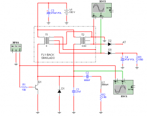 Fig.3 Etapa de salida horizontal con fly-back simulado completo